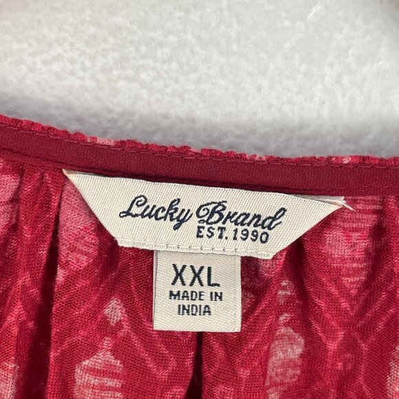 Lucky Brand Womens Plus XXLEmbroidered Boho Peasant Blouse Shirt 3/4 Sleeve - Picture 3 of 9